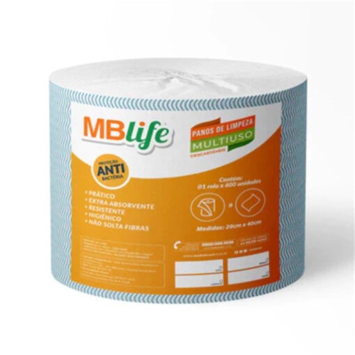 Rolo de Pano Multiuso Azul 35GR 20CMX240M C/600un 40CM Medix