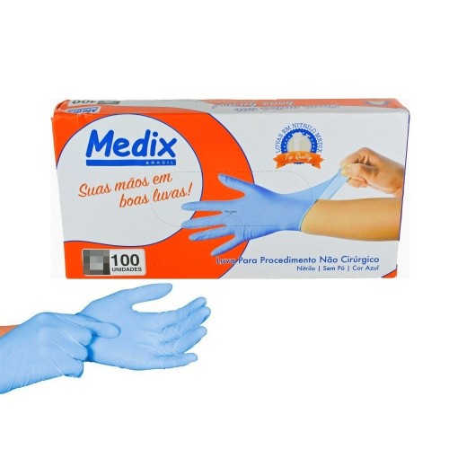 Luva Nitrilica Sem Po Azul P cx com 100un Medix