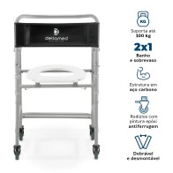 Cadeira de Banho Higiênica Dobrável até 100 Kg D30 Dellamed