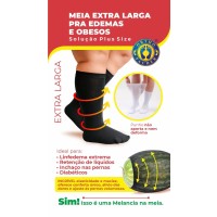 [SG750-PT-M] Meia Ortopédica Extra Larga Para Edemas e Obesos - M - PRETO - SG750