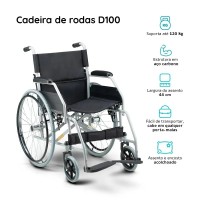 Cadeira de Rodas Dobravel de Aço ate 120 Kg D100 Dellamed